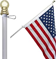 Vista 7 de Mástil de bandera para casa, poste de bandera giratorio de aluminio resistente de 6 pies sin enredos con anillos de montaje de metal, asta