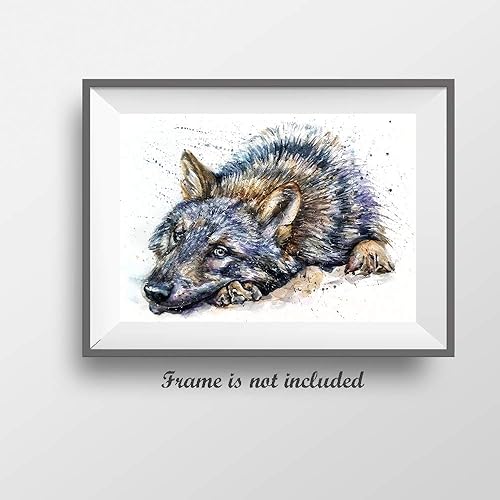 Miniatura 6 de 7Dots Art. Animales salvajes. Impresión artística de acuarela, póster de 8 x 12 pulgadas (A4) en papel grueso de acuarela para sala de estar,