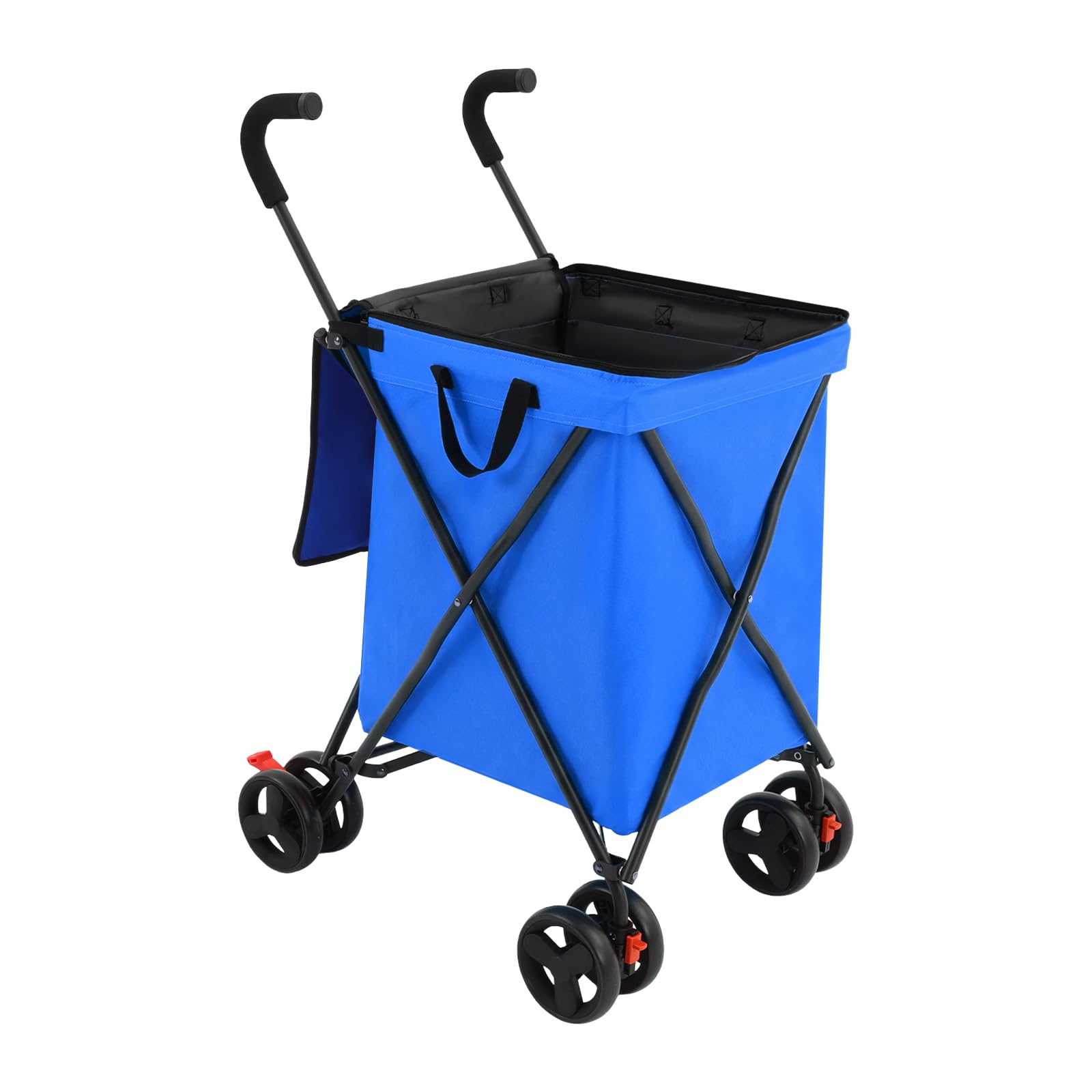 Składany wózek na zakupy, 38 l/70 kg, składany wózek ręczny z tkaniny Oxford, wózek transportowy na zakupy, kemping, do ogrodu, dla zwierząt domowych, wielofunkcyjny wózek na zakupy (niebieski)