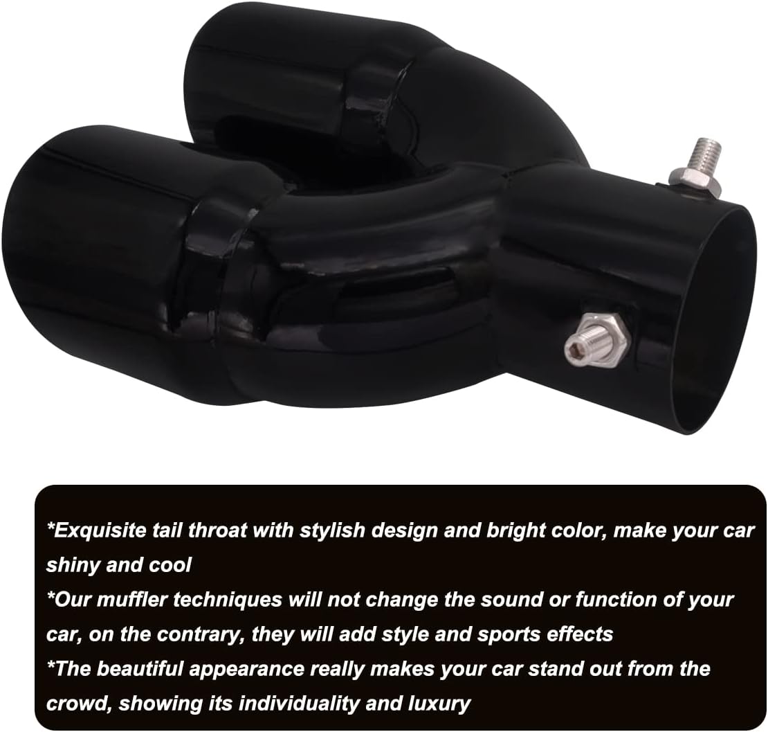 2.5 inch 6.3cm Universal Dual Exhaust Tip Stainless Steel Muffler Tail Pipe For Car Pickup trucks (Black Straight)