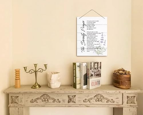 Miniatura 4 de Letrero de decoración de pared con texto en inglés "The Serenity Prayer", cita inspiradora de versículo de la Biblia, placa de pared impresa para