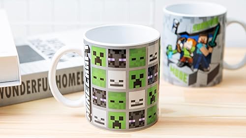 Miniatura 11 de Zak Designs Minecraft - Juego único de tazas de café de cerámica, tazas de café con mango cómodo para regalos de jugadores, aptas para lavavajillas