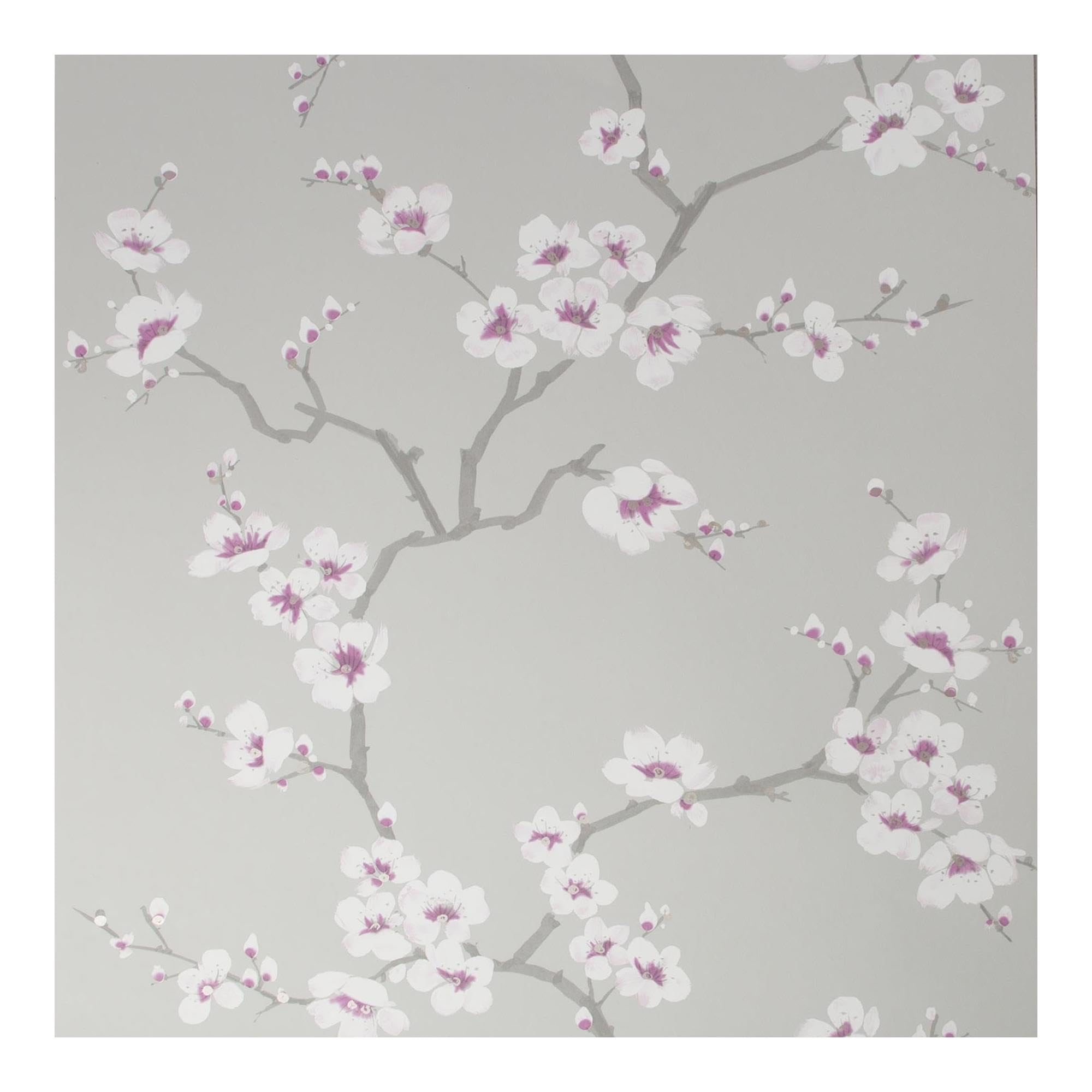 Fresco Apple Blossom Grey & Pink Wallpaper - Straight Match, 53cm Repeat, 10.05m Roll