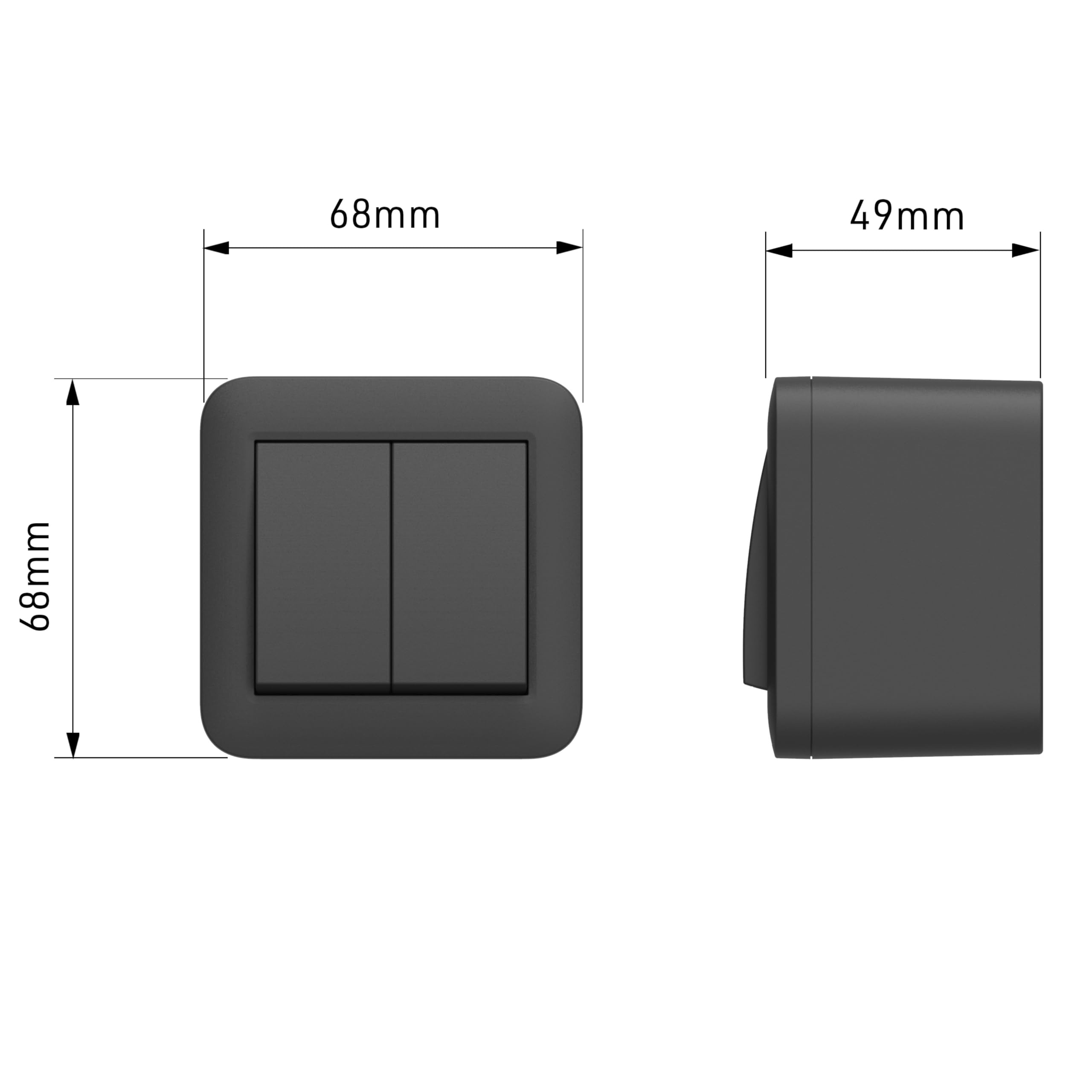 Electraline 60481 contenitore da superficie con doppio interruttore/deviatore FIXA, 10A, nero, IP40, compatibile per installazione con tubo rigido e canalina