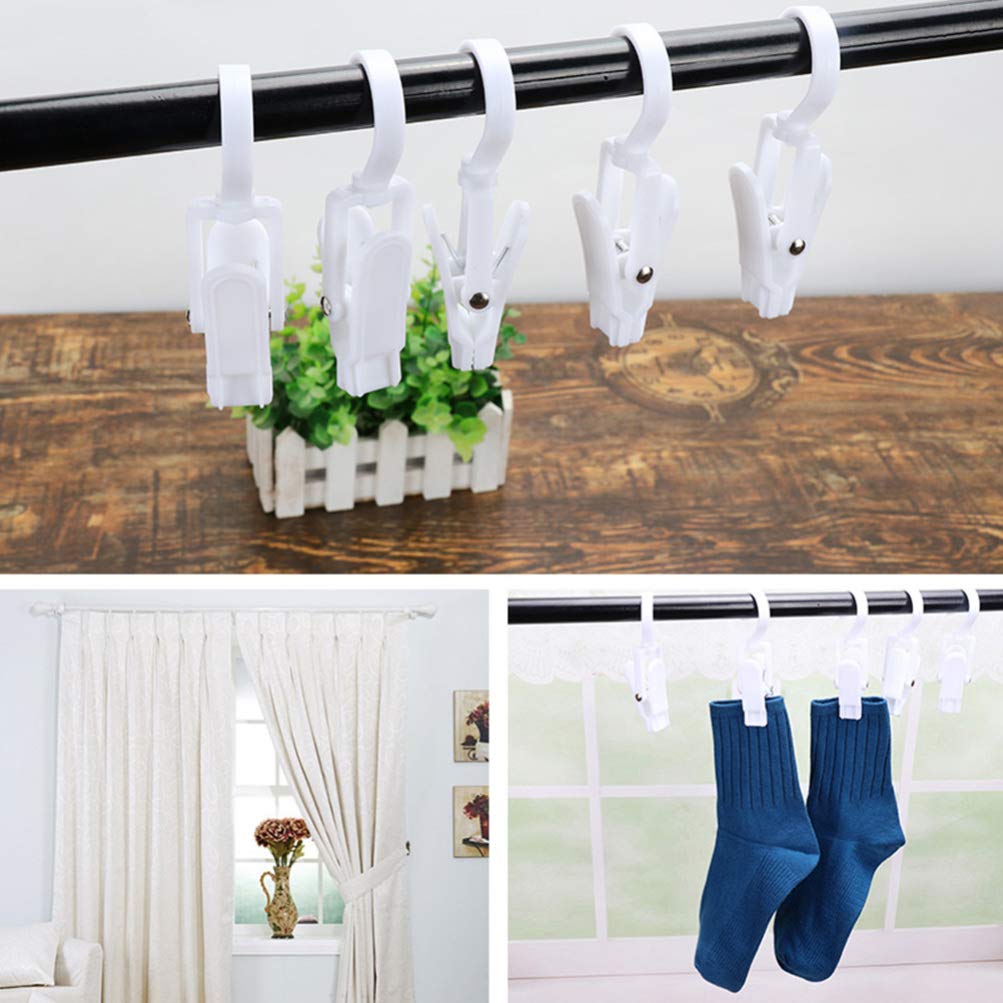 Cabilock Shower Curtain Hooks Shower Curtain Hangers 20PCS Plastic 360 Degree Rotatable Curtain Clips Coat Hooks Swivel Clips for Home Office Workshop Shower Curtain Hooks Picture Hanging Hooks