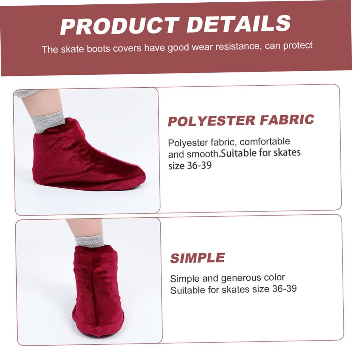 Didiseaon 4pairs Skates Boot Covers Wear Resistant Polyester Skating Shoe Protectors for Ice and Roller Skating Wine Comfortable Fit for Indoor and Outdoor Use