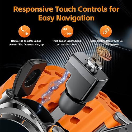 Miniatura 3 de Reloj inteligente con auriculares (responder y hacer llamadas) Reloj resistente al agua IP67 (2 correas), relojes deportivos más de 100 modos