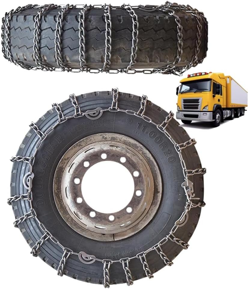 2pcs 9mm Heavy Duty Snow Tire Chains for Suv Pickup Trucks and AVT Traction Chains Manganese Skid Design for Snow and Mud Reliable Grip 7.00-16 2pcs 215/75R17.5