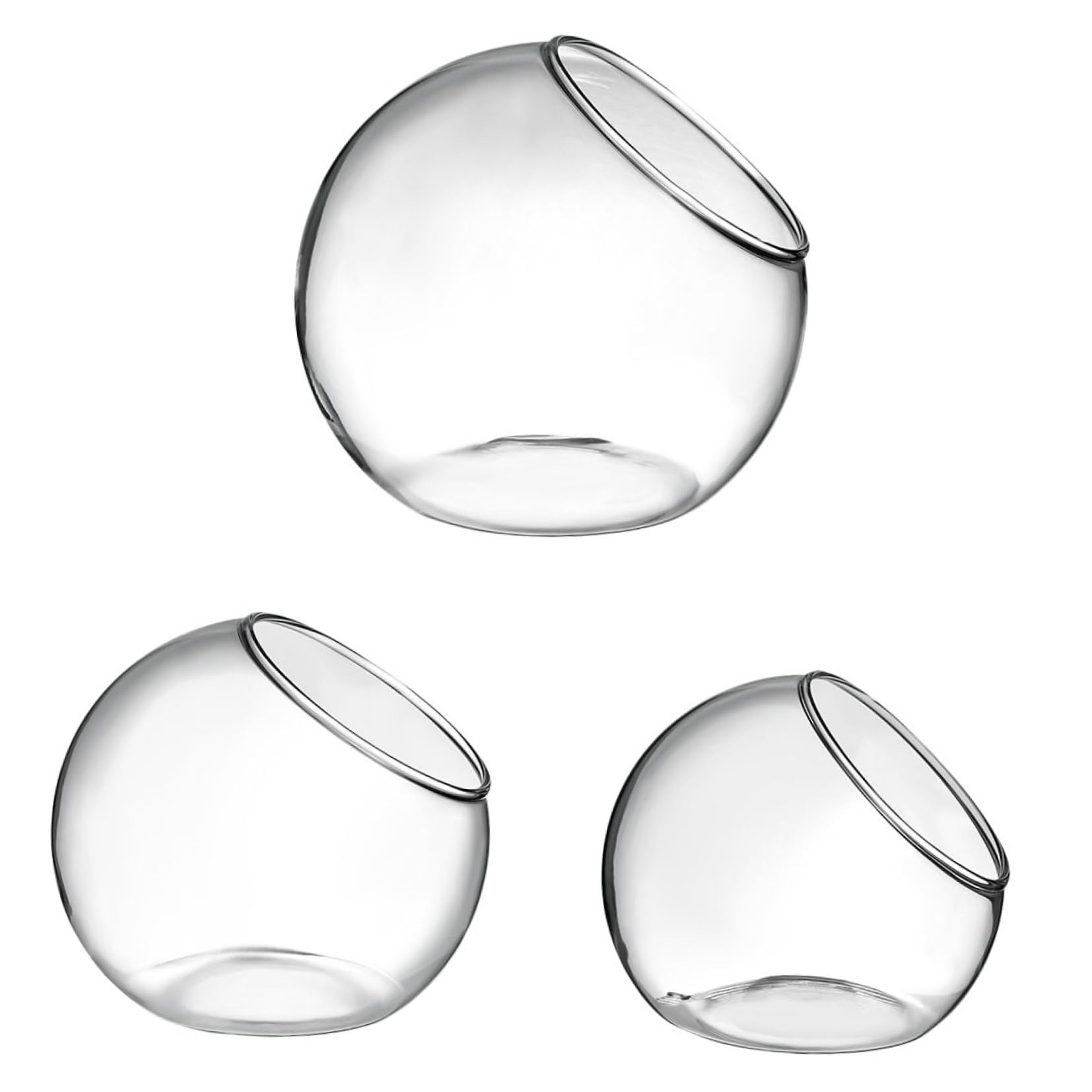 VANZACK Set da 3 Contenitori in Vetro per Terrario Micro Paesaggistico, Bottiglie per Piante Grasse da Tavolo, Barattoli Ecologici per Decorazione Interni e Kit Fai da Te