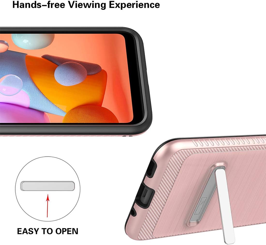 Androgate Galaxy A11 Case, Hybrid Shock-Absorption Raised Lip Protective Cover Bumper Case for Samsung Galaxy A11, Rose Gold