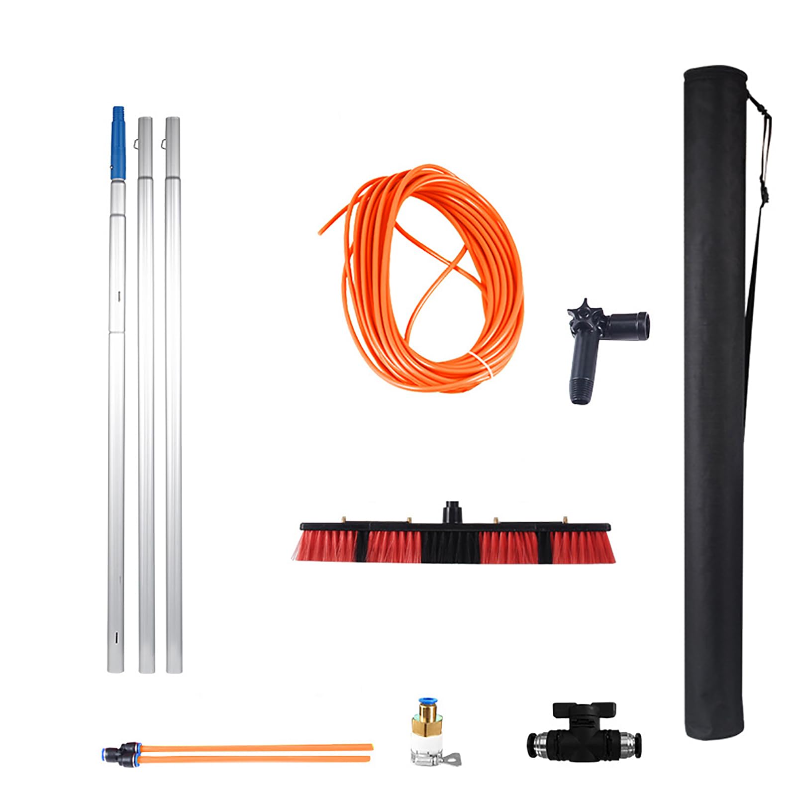 Ts Brush 3 12 m aluminiowy drążek Exteon, 55 cm, zestaw do czyszczenia paneli i Conserva, do czyszczenia okien, dachu i tarasu, pielęgnacja systemu PV