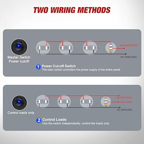 Miniatura 6 de Nilight - Panel de enchufe de salida 4 en 1, 12V CC, 4.8A, voltímetro LED, interruptor basculante de encendido y apagado con luz, encendedor
