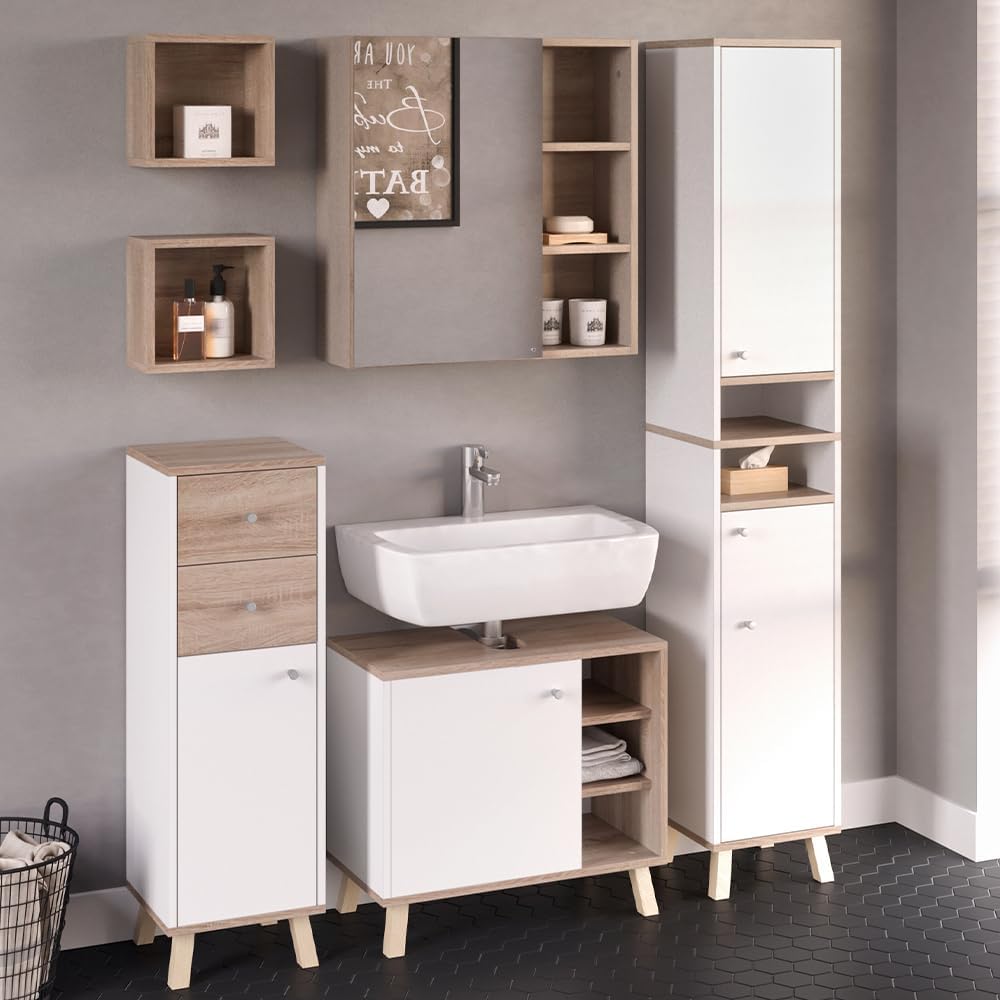 Vicco Senyo wall shelves installed in a modern bathroom setting