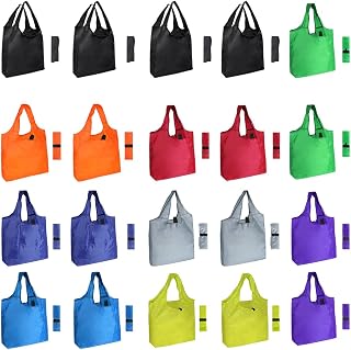Aricsen 20 Pack Reusable Grocery Bags - Durable Foldable Shopping Totes, 50lb Capacity, Multi-Color, Machine Washable