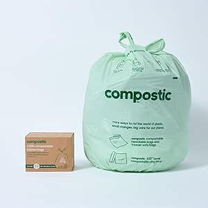 Amazon.com: Compostic Home Compostable Trash Bags, 13 Gallon Tall ...