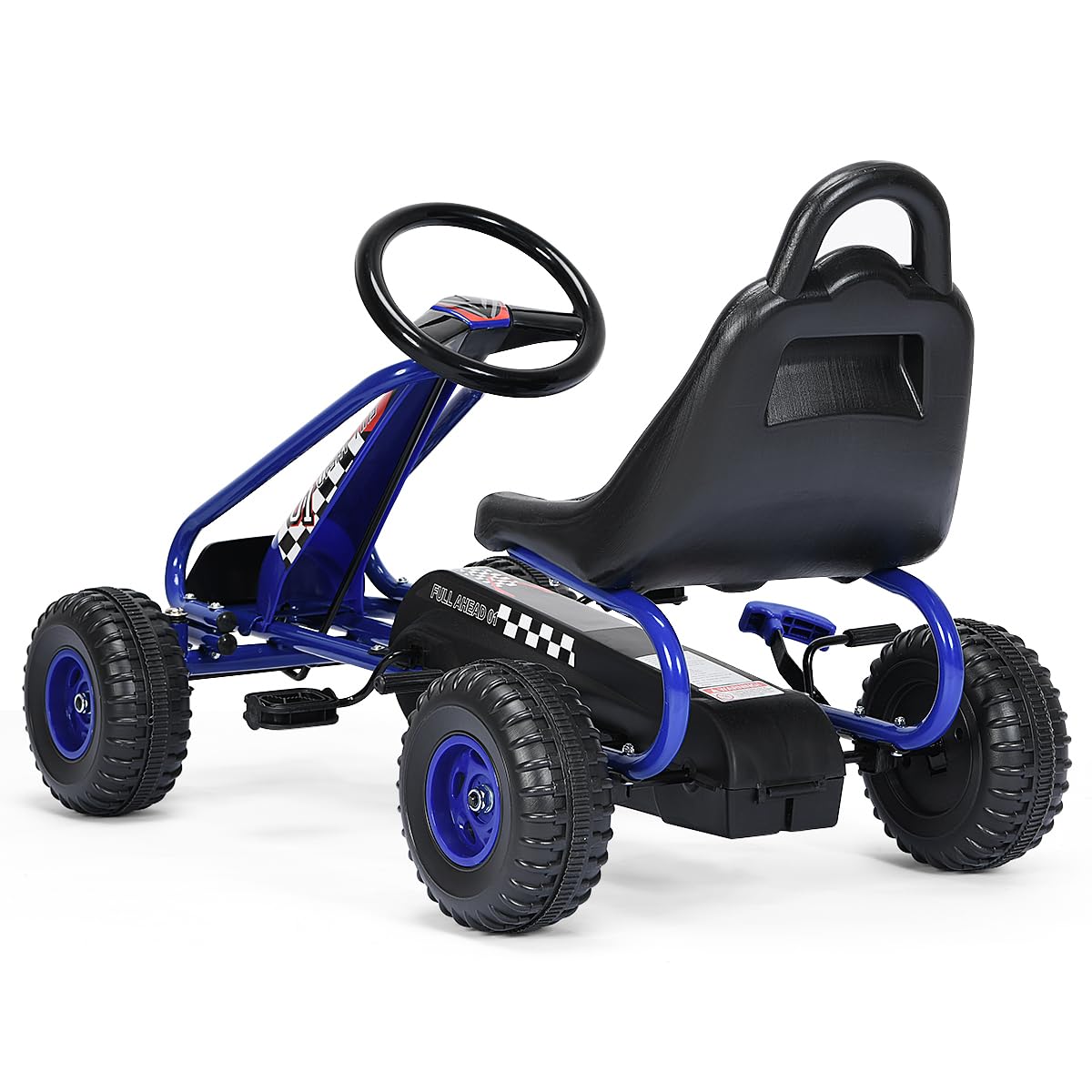 SOARS Kart Pedales para Niños de +3 Años, Kart con Asientos Regulable en 2 Posiciones y 4 Ruedas Antideslizantes, Marcha Adelante y Atrás, Kart con Freno de Mano, Carga Máxima 30kg (Azul)