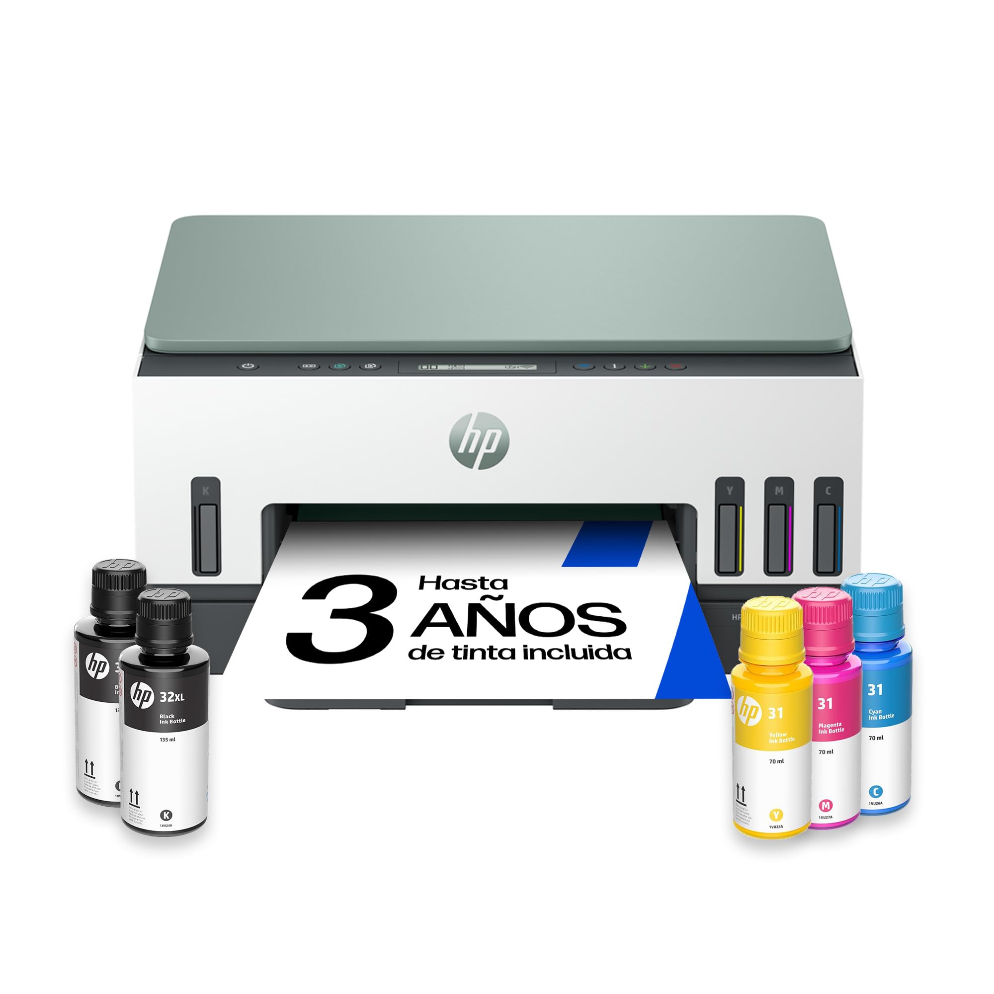 HP Smart Tank 7007, Impresora multifunción de inyección de Tinta A4 a Color, Wi-Fi, impresión a Doble Cara automática, escáner y Copia, hasta 3 años de Tinta incluida