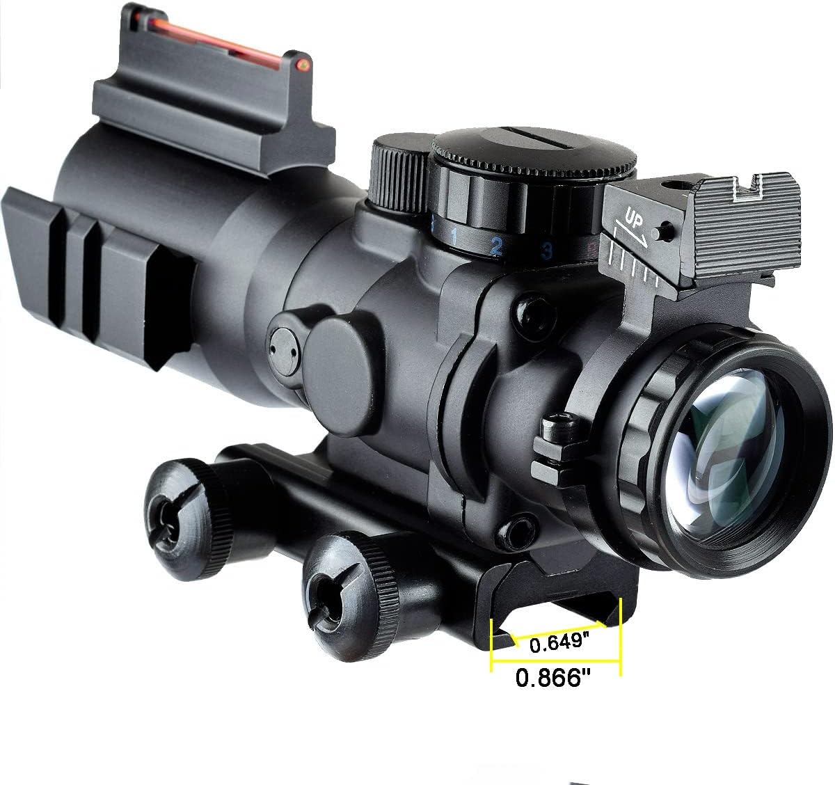 CT Optic Enhanced 4x32 Red Dot Sight Scope Mount Illuminated Red Green Blue Reticle with Red Fiber Matte Black