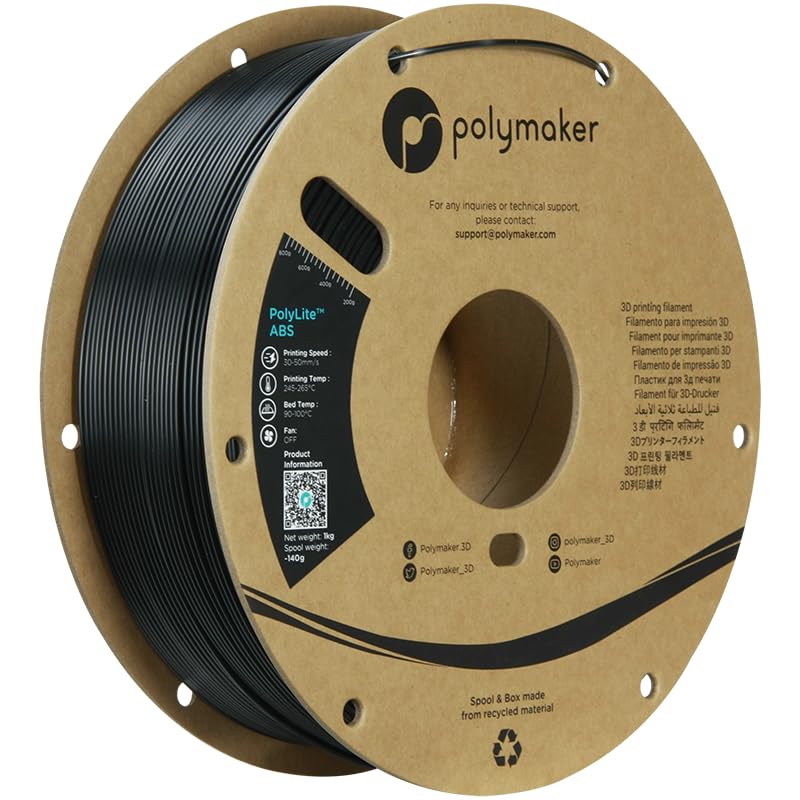 Image of Polymaker ABS Filament 1.75mm Black*2, 2kg 3D Printing Filament, PolyLite ABS 3D Printer Filament, Heat Resistant, Strong & Durable, Dimensional Accuracy + /- 0.03mm