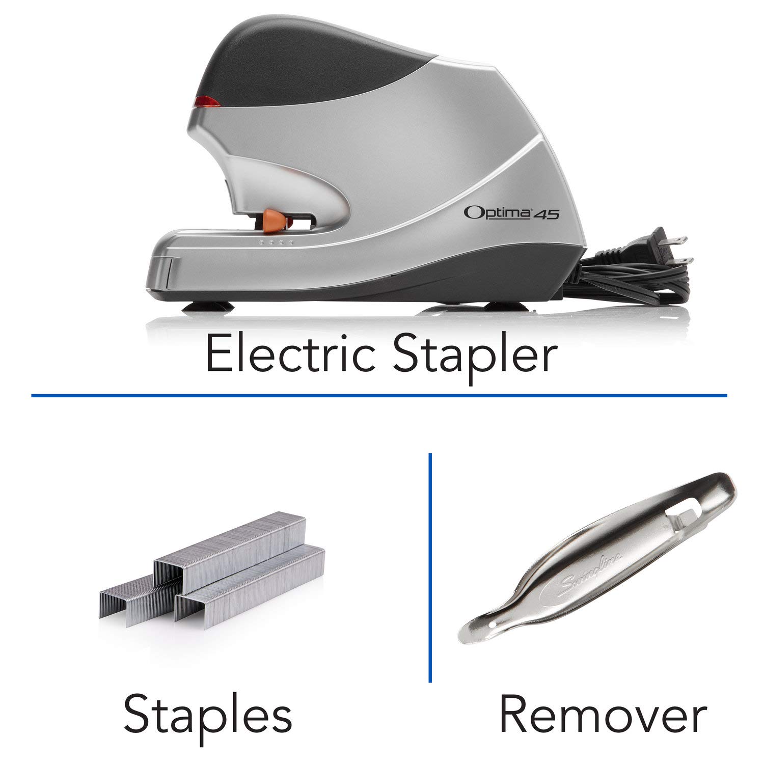 Swingline Electric Stapler Value Pack: 45 Sheet Stapler, High Capacity Staples, Staple Remover, Optima 45, *Works only with Swingline S7035550 Optima High Capacity Staples (48209)