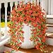 Artificial Fake Hanging Flowers Plants for Outdoor Spring Summer Decoration,2 PCS Faux Silk Daisy with Eucalyptus Leaves,UV Resistant Look Real for Outside Home Planter Porch Patio Balcony Yard Decor