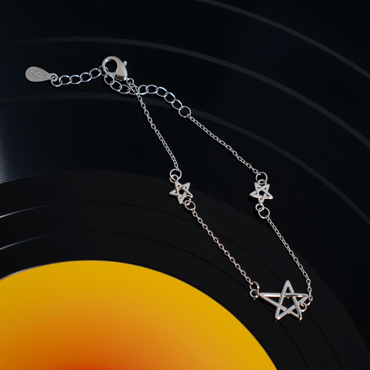 925 Sterling Silver Star Charm Bracelet for Women with Three Star Adjustable Y2K Link Bracelet for Celestial Jewelry - Image 6