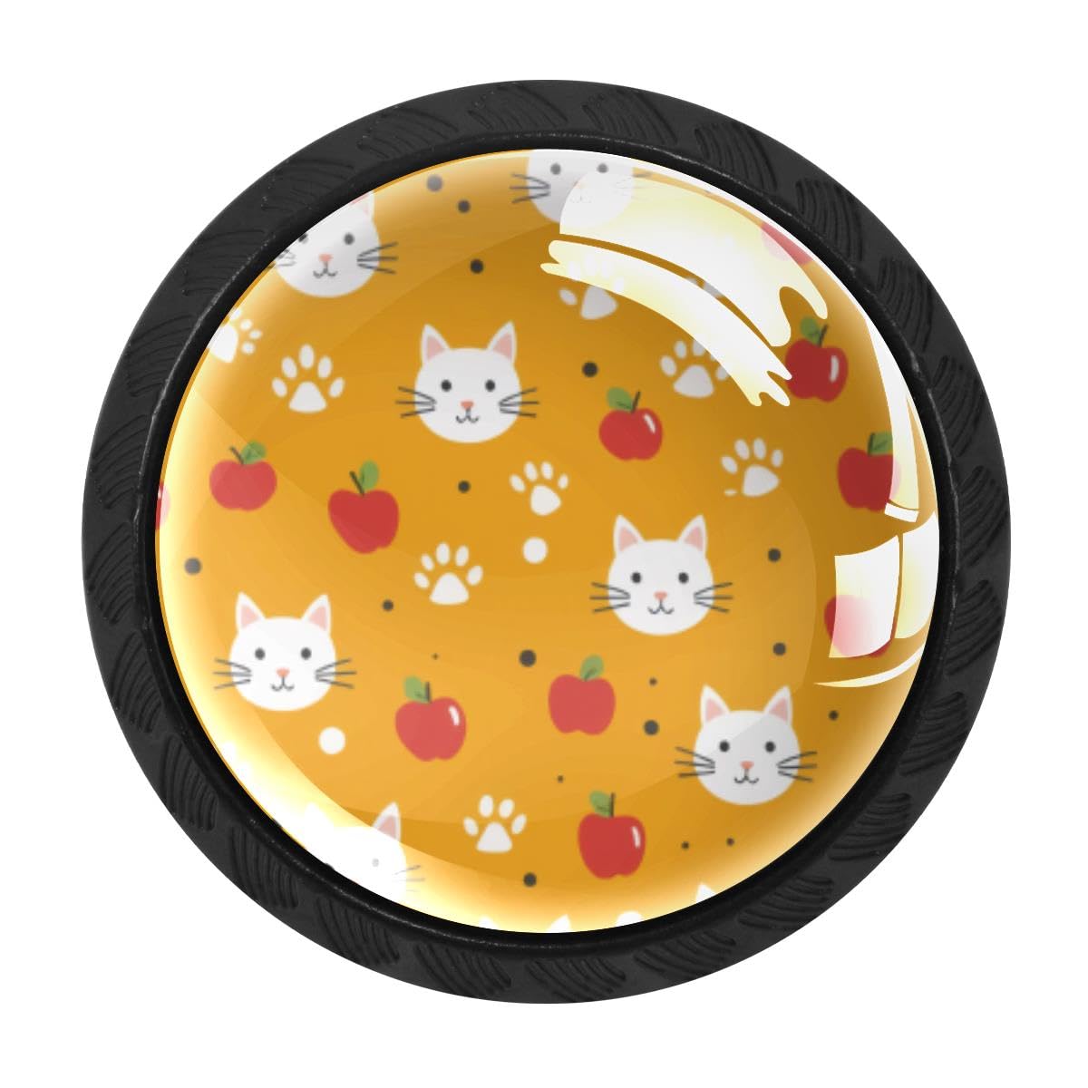 HEOEH 4 PCS Kitchen Cabinet Knobs, Fruits Cats Drawer Knobs Dresser Handles