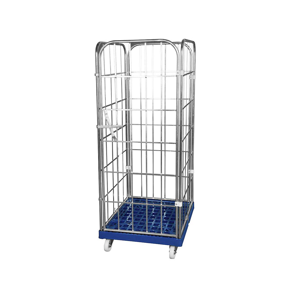 Roll-conteneur avec socle roulant en plastique, 4 côtés, galvanisé