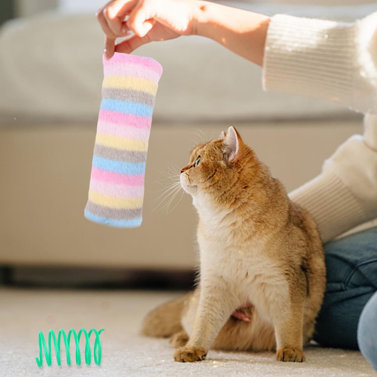 USHXVG 3 Pieces Of Cat Plush Toys, 4 Pieces Of Cat Spring Toys, Pet Plush Toys, Interactive Cat Toys, Cat Chew Toys, Pet Toys - Image 4