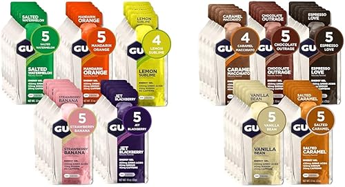 GU Energy Original Sports Nutrition - Gel energético, 24 unidades, sabores frutales surtidos y gel energético original de nutrición deportiva, 24