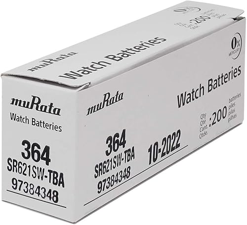 Miniatura 3 de Murata Batería 364 SR621SW 1.55V Célula de botón de reloj de óxido de plata (100 baterías)