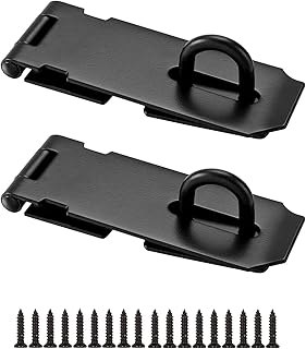 2 Pack Door Hasp Padlock Latch, Hasp Lock Set for Door,Cabinet,Closets, 5 Inch 304 Stainless Steel Safety Clasp, Extra Thick Door Gate Lock Hasp with Screws (Matte Black)