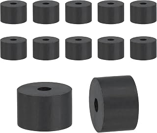 Rubber Spacer, Thick Rubber Bushing Washers Anti Vibration Spacer Round Isolation Pads, 0.5" x 0.1" x 0.3"(12 x 3 x 8 mm) Fit for Hardware Home Car Accessories (12 Pack, Black)