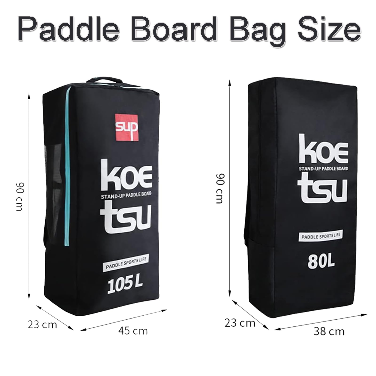 Paddelboard-Tasche, 80 l/105 l, Kajak-Paddeltasche für aufblasbares Paddleboard, große Kapazität, Sup & Surfbrett, Rucksack, wasserabweisend, Oxford-Stehboottasche