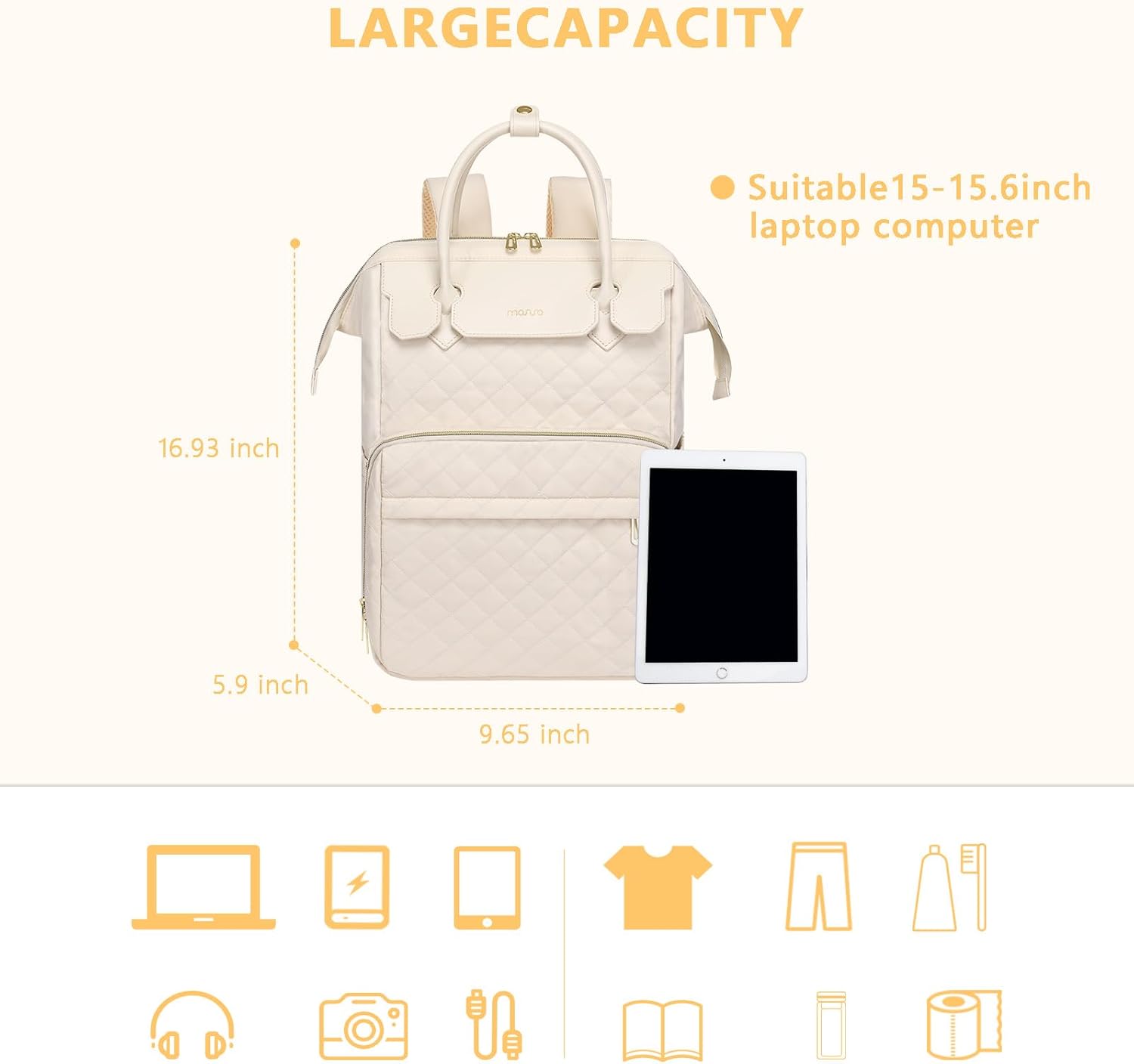 MOSISO 15-15.6 inch Laptop Backpack&Wrist Rest Support for Mouse Pad&Keyboard Set,Rectangular Ergonomic Mousepad Non-Slip Base Home/Office Easy Typing Pad with Raised Curved Memory Foam,Khaki&Beige