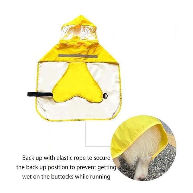 Foto 6 de 7 de LVYUDS Chubasquero Perro con Transparente Borde, Reflexivo Proteger el Barriga Ajustable Impermeable Perro