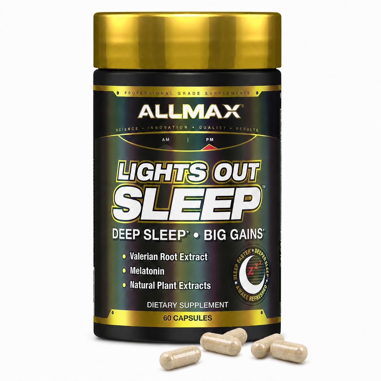 ALLMAX Lights Out Sleep, Melatonin & Valerian Root, 60 Capsules