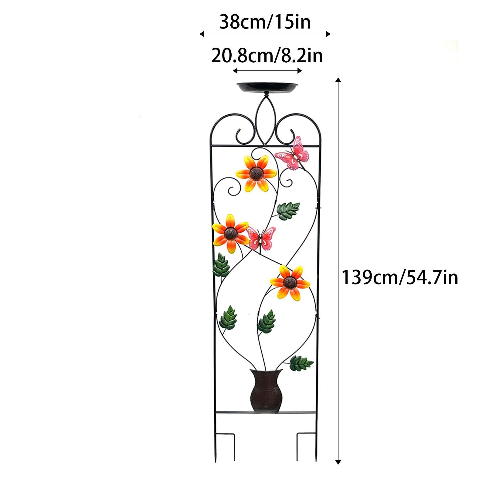 Metal Trellis Estético Metálico con Bebedero para Aves | Decoración Exterior para Plantas Trepadoras para , Enredaderas, Hortalizas, Parterres, Patio, Jardín, Invernadero,