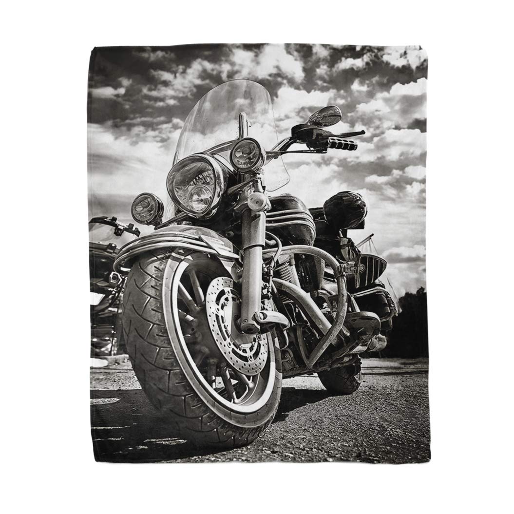 Topyee 130x150 cm Throw Blanket Freedom Motorbike Under Sky Vintage Effect Added for Create Warm Cozy Print Flannel Home Decor Comfortable Blanket for Couch Sofa Bed
