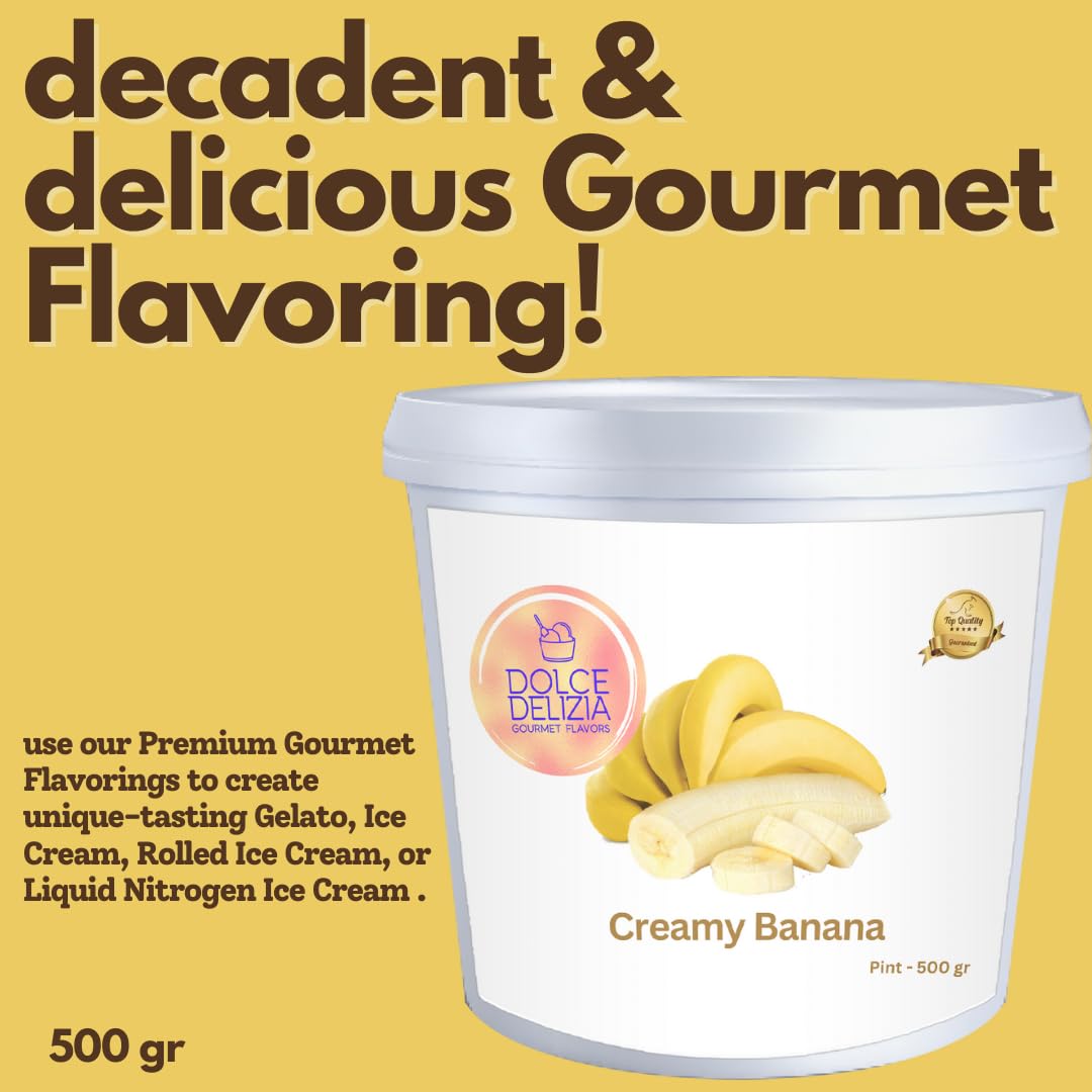 Banana Puree Flavoring for Gelato, Rolled Ice Cream, and Ice Cream. (500g, 1.1 lbs) Made with Natural Banana