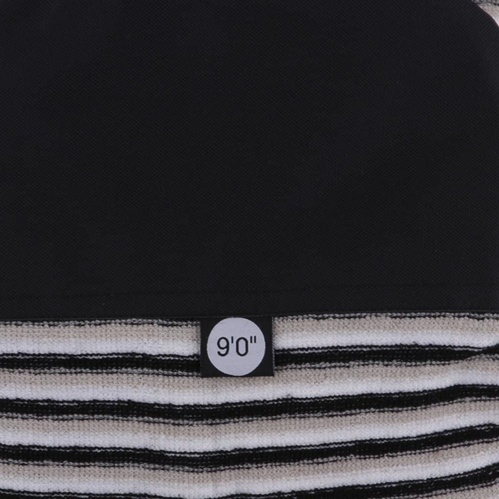 Housse de Protection pour Planche de Surf de 1,5 à 3,2 M, Légère et Extensible, avec Cordon de Serrage et Nez Pointu Rembourré, Noir Gris, 9.0ft