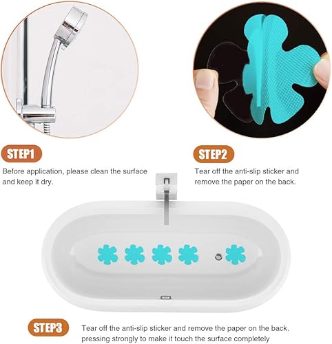 Miniatura 36 de Adhesivos para bañera antideslizantes, peldaños de ducha de seguridad con raspador premium (blanco)