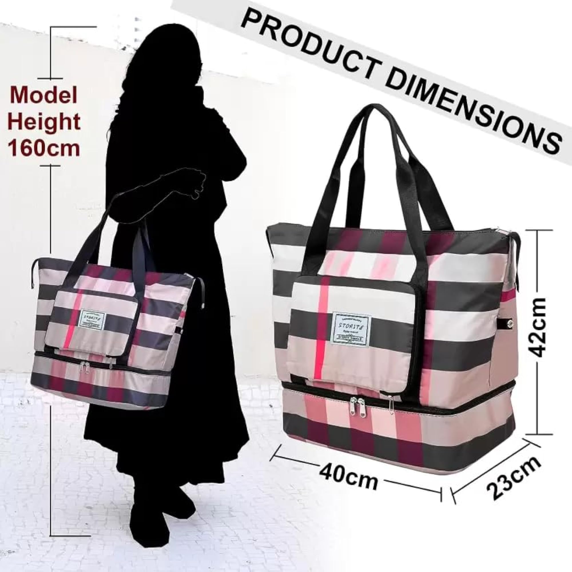 41 L Hand Duffel Bag, Nylon Foldable Travel Duffle