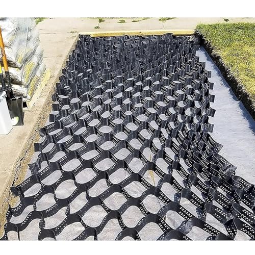 Diodceraic Malla geocelda de HDPE de 5 cm de Grosor con Agujeros de Drenaje para estabilización de Caminos, aparcamientos y Jardines – Malla para Grava de Refuerzo del Suelo(1mx1m(3.3 X3ft))