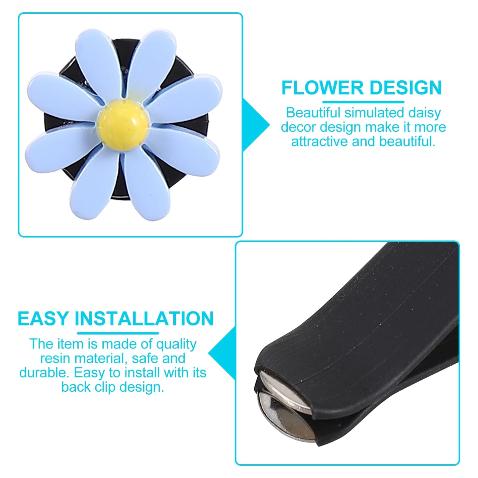 Mobestech 24sets Clip Profumate Per Auto Forma Di Fiore Decorazione Elegante Per Ventilazione Con Di Daisy Accessorio Per Interni Auto Per Festività e Occasioni Speciali