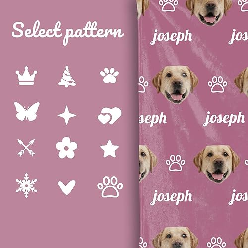 Miniatura 7 de Manta personalizada con fotos de mascotas divertida manta personalizada con patrón de perro y gato y estampado de nombre de mascota en manta de
