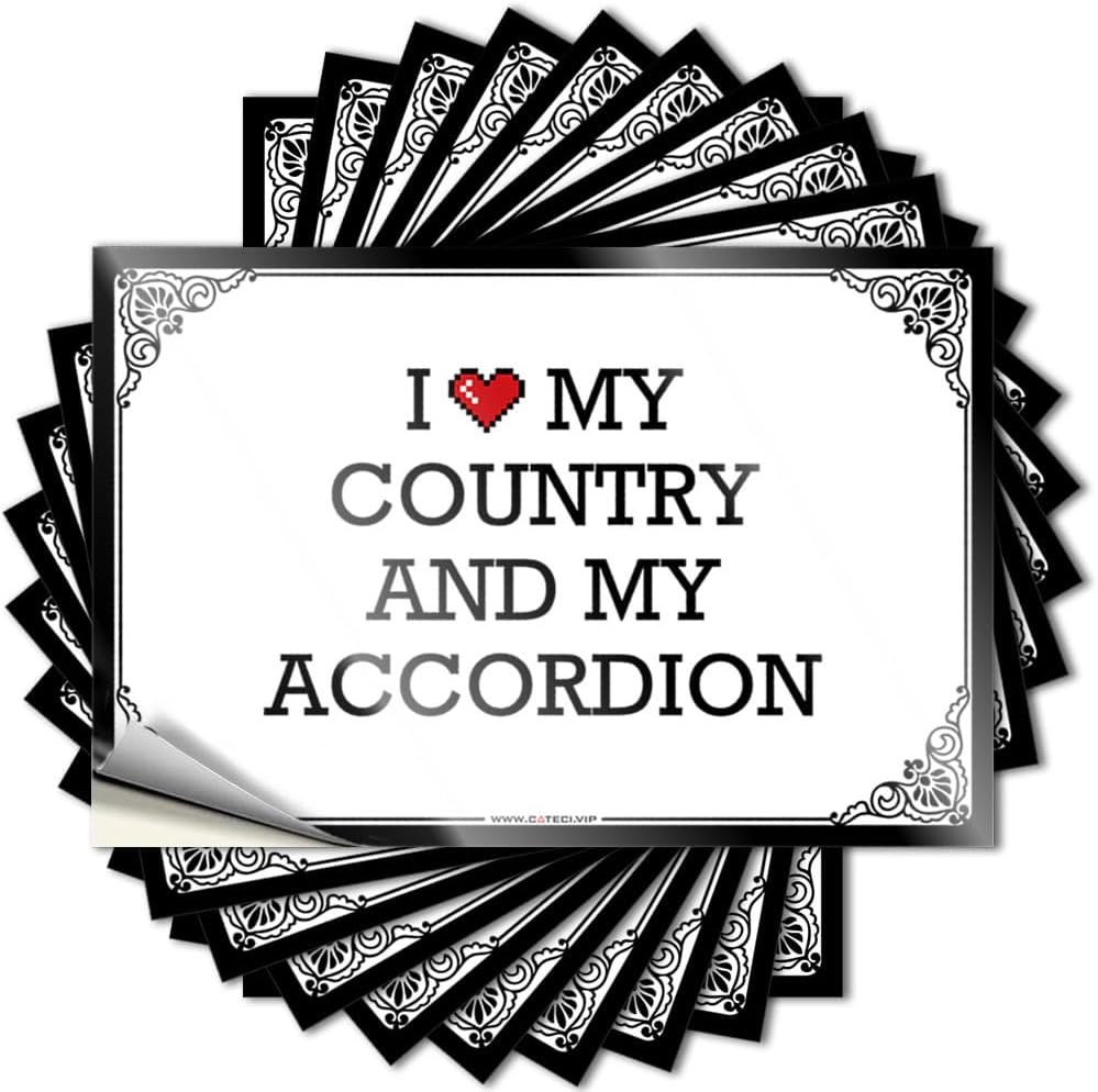 Cats Lettering Sticker, Gaming Room Accessories Tumbler I Love My Country & My Accordion | Funny Quote Bike Decals(6X9CM)