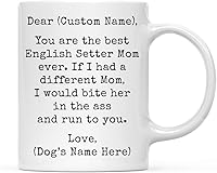 Vista 74 de Andaz Press Taza de café personalizada divertida con texto en inglés "Dog Mom", regalo de broma para la mejor mamá de perro cocker spaniel, muerde