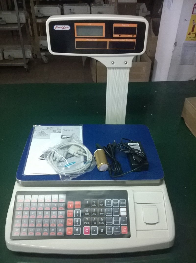Balanza HostelequipSmartPoorer 3 Vendedores Nueva con Impresora de Ticket y 10000 Plus, Plateada, Acero Inoxidable, Digital, Countertop, 30kg/5g, 1 Unidad