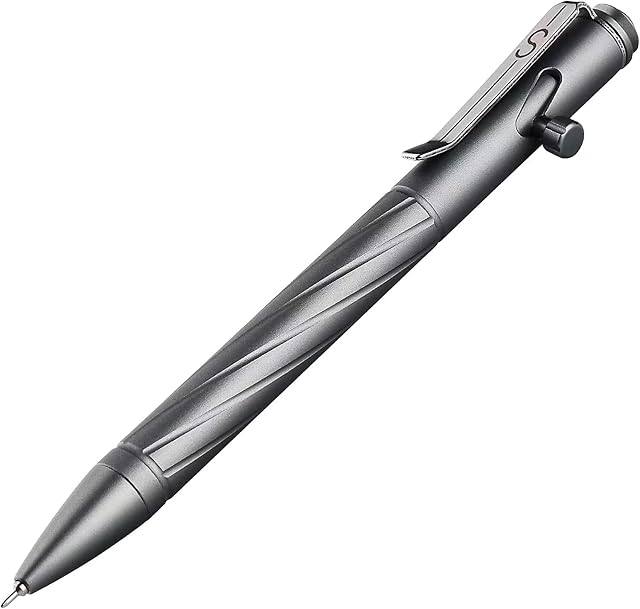 SMOOTHERPRO Premium Ballpoint Pen Bolt Action Compatible with Pentel Refill Durable Stainless Steel Clip Weight Balanced for EDC Signature Office School Business Color Gray (PTC051)